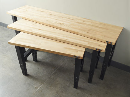 8' Wide Adjustable Height Hardwood Workbench