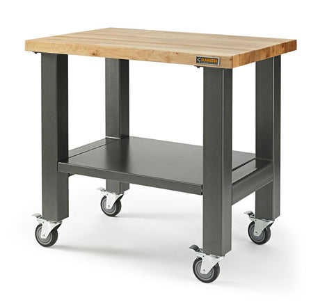 3' Wide Mobile Workstation with Hardwood Top